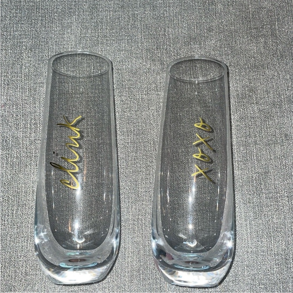Clink & XOXO Stemless Wine Glasses / Champagne Flutes